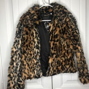 NWT Lanshifei Leopard Faux Fur Jacket XL
